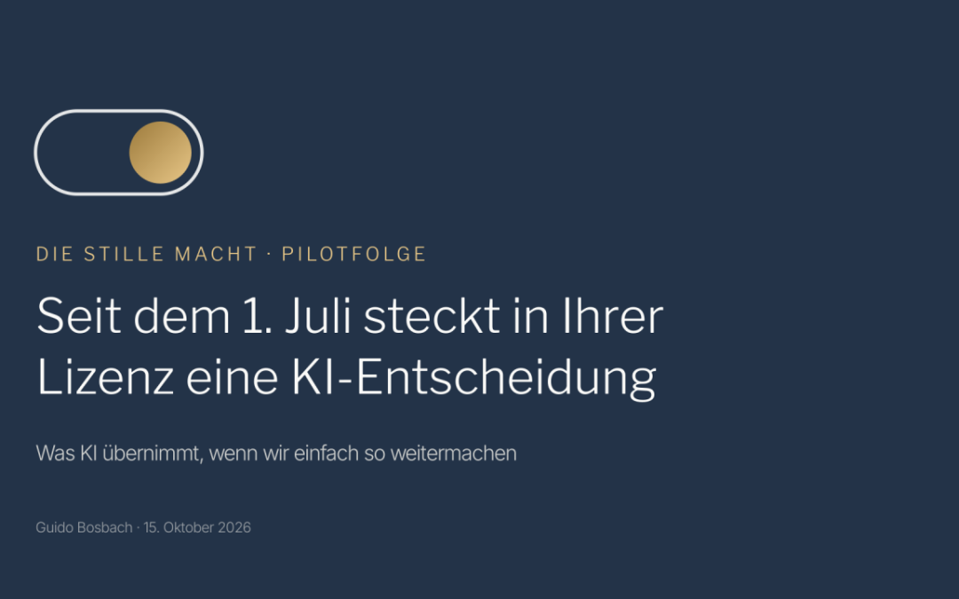 Die stille Macht, Pilotfolge: Seit dem 1. Juli steckt in Ihrer Lizenz eine KI-Entscheidung